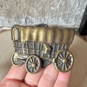 Vintage Brass Covered Wagon Belt Buckle